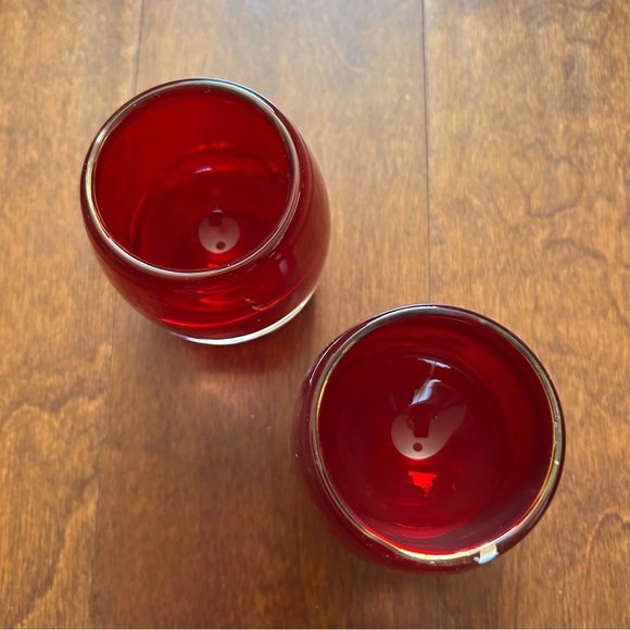 Crate & Barrel Pair of Red Glass Votive Candle Holders - Picture 6 of 16